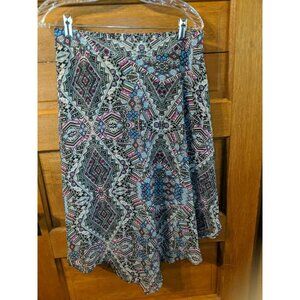 Maurices Black Pink Skirt Size S Small Asymmetrical Napkin Hem Lined Woman